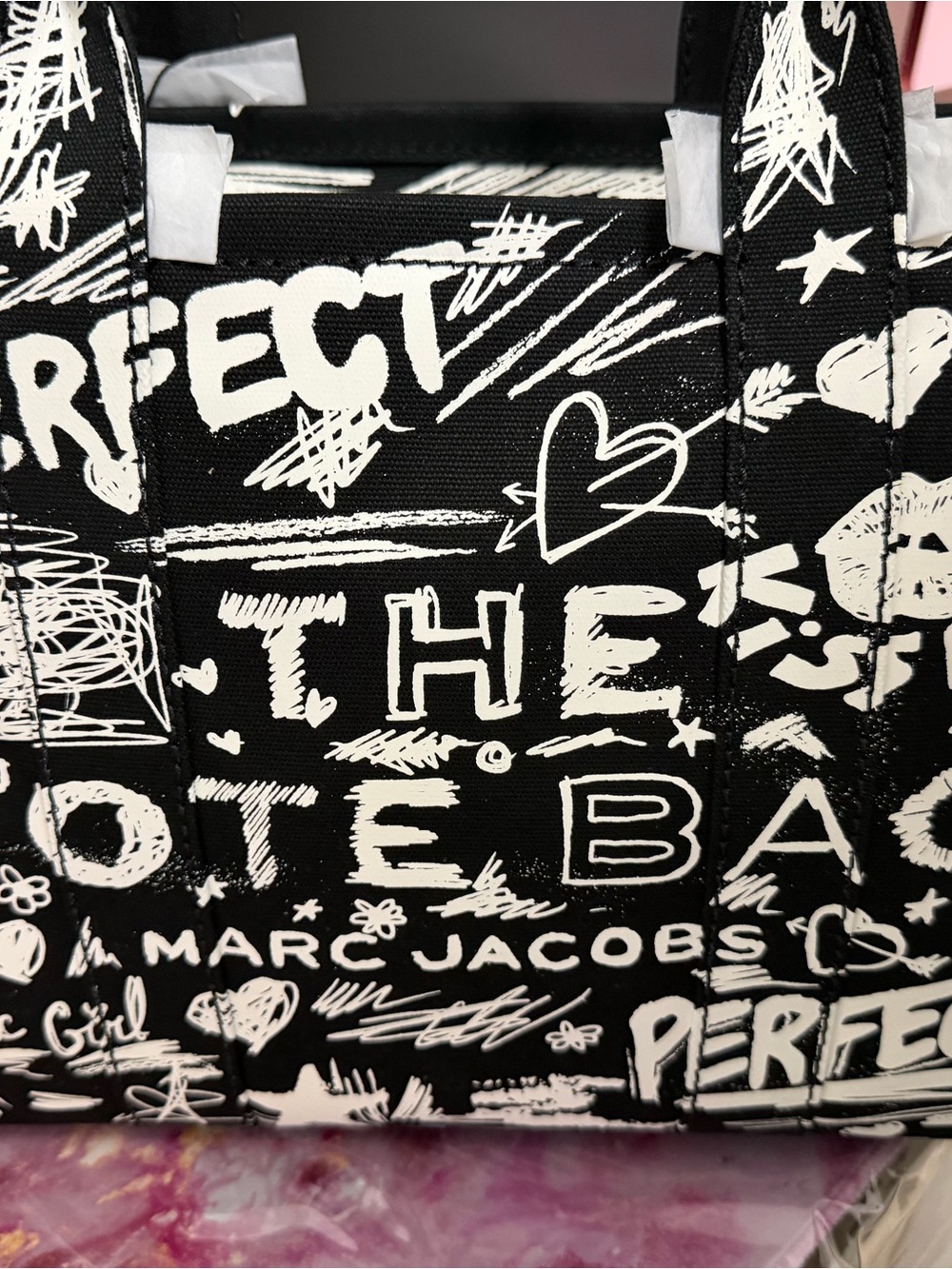 Marc Jacobs Black & White Graffiti Canvas Tote - Picture 6 of 8